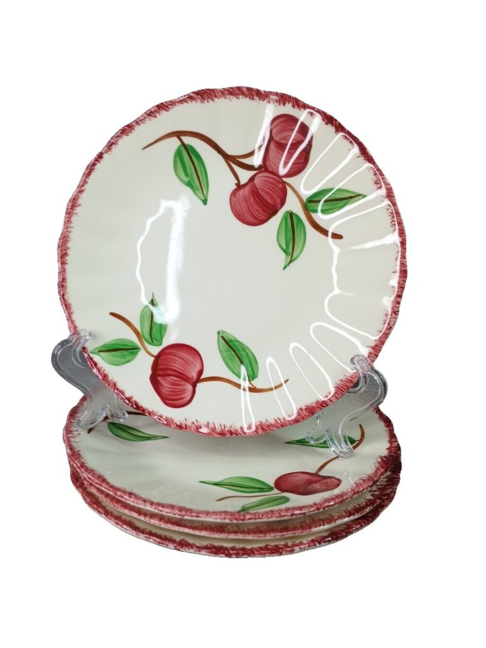 4 Blue Ridge Southern Pottery 4 Bread and Butter Plates Crab Apple